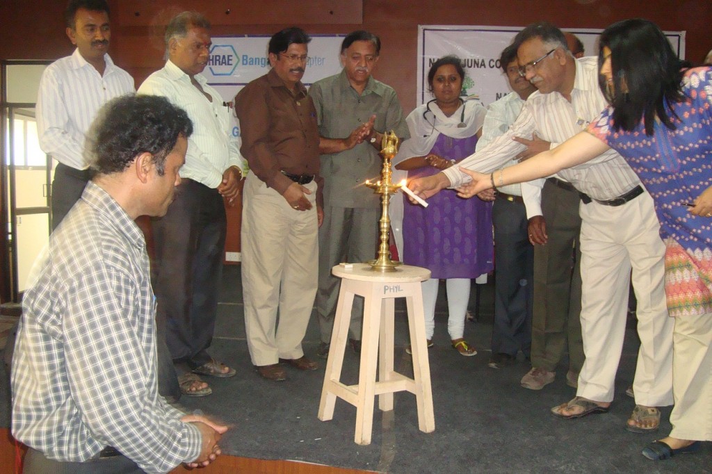 Dignitaries inaugurating the Blood Donation Camp by lighting the lamp